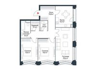 Планировка 3-комнатной квартиры, 86,9 м2
