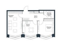 Планировка 2-комнатной квартиры, 60,7 м2