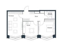Планировка 2-комнатной квартиры, 61 м2