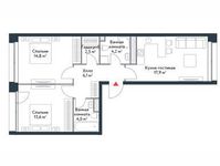 Планировка 3-комнатной квартиры, 63,1 м2