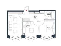 Планировка 2-комнатной квартиры, 62 м2