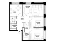 Планировка 3-комнатной квартиры, 83,8 м2
