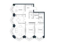 Планировка 4-комнатной квартиры, 96,8 м2