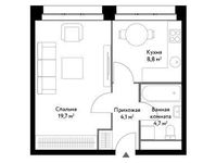 Планировка 1-комнатной квартиры, 37,3 м2