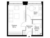 Планировка 1-комнатной квартиры, 38 м2