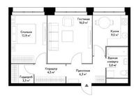 Планировка 2-комнатной квартиры, 57 м2