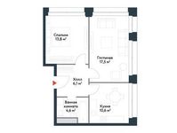 Планировка 2-комнатной квартиры, 52,6 м2