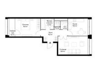 Планировка 2-комнатной квартиры, 60,3 м2
