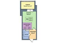 Планировка квартиры студии, 32,2 м2