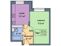 Планировка 1-комнатной квартиры, 37,8 м2