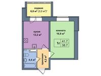 Планировка 1-комнатной квартиры, 41,7 м2