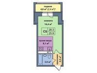 Планировка квартиры студии, 28,3 м2