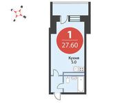 Планировка квартиры студии, 27,6 м2