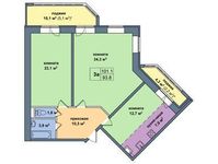 Планировка 3-комнатной квартиры, 101,1 м2