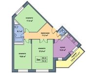 Планировка 3-комнатной квартиры, 88,8 м2