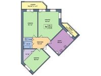 Планировка 3-комнатной квартиры, 126,1 м2