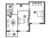 Планировка 2-комнатной квартиры, 76,4 м2