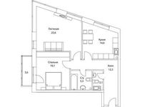 Планировка 2-комнатной квартиры, 75,4 м2