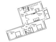 Планировка 3-комнатной квартиры, 99,5 м2