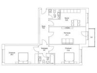 Планировка 3-комнатной квартиры, 99,1 м2