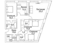 Планировка 4-комнатной квартиры, 119,4 м2