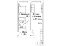 Планировка 2-комнатной квартиры, 61,7 м2