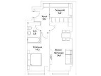 Планировка 2-комнатной квартиры, 58,5 м2