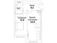 Планировка 2-комнатной квартиры, 52,9 м2