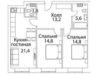 Планировка 3-комнатной квартиры, 73,5 м2