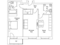 Планировка 2-комнатной квартиры, 71,8 м2
