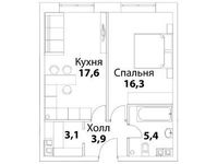 Планировка 2-комнатной квартиры, 47,2 м2