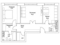 Планировка 2-комнатной квартиры, 67,6 м2