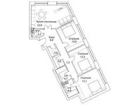 Планировка 4-комнатной квартиры, 101,8 м2
