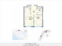 Планировка 1-комнатной квартиры, 45,6 м2