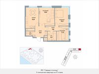 Планировка 3-комнатной квартиры, 83,8 м2