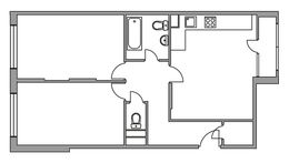 Планировка 2-комнатной квартиры, 66 м2