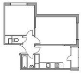 Планировка 2-комнатной квартиры, 44 м2