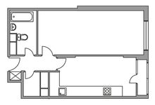 Планировка 1-комнатной квартиры, 46 м2