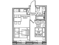Планировка 1-комнатной квартиры, 38,55 м2