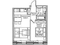 Планировка 1-комнатной квартиры, 38,27 м2