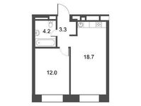 Планировка 1-комнатной квартиры, 38,27 м2