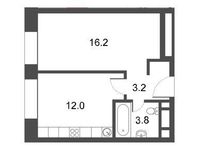 Планировка 1-комнатной квартиры, 35,2 м2