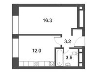 Планировка 1-комнатной квартиры, 35,4 м2