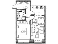 Планировка 1-комнатной квартиры, 44,44 м2