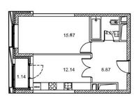 Планировка 1-комнатной квартиры, 41,95 м2