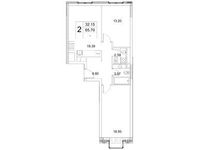 Планировка 2-комнатной квартиры, 65,7 м2
