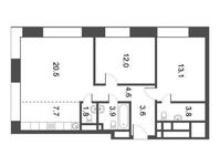 Планировка 3-комнатной квартиры, 70,98 м2