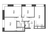Планировка 3-комнатной квартиры, 79,47 м2
