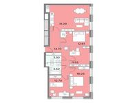 Планировка 4-комнатной квартиры, 107,7 м2