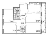 Планировка 4-комнатной квартиры, 150,9 м2